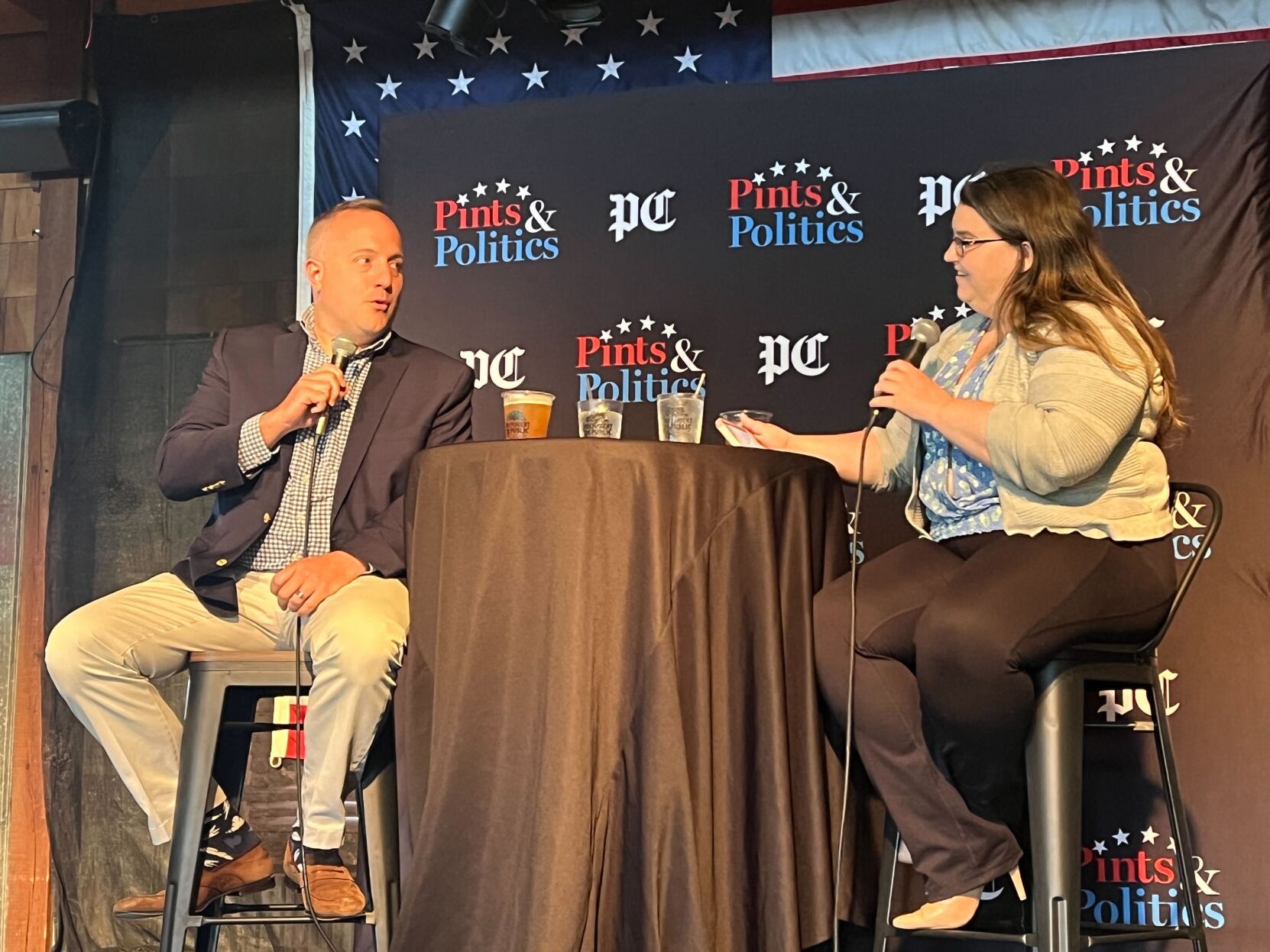 Russell Fry speaks at Pints and Politics